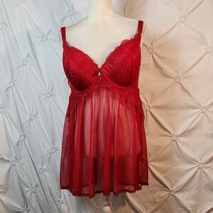 Daisy Fuentes Elegant Red Lace Chemise Nighty